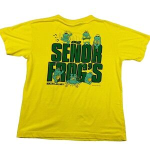 Vintage 80s 90s Senor Frogs Mexico T-Shirt Men's 2XL Yellow Single Stitch Pocket